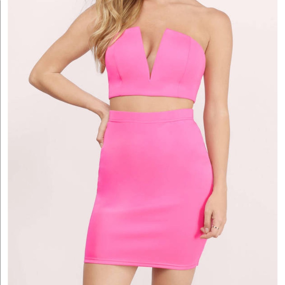 Hot pink 2 piece dress set